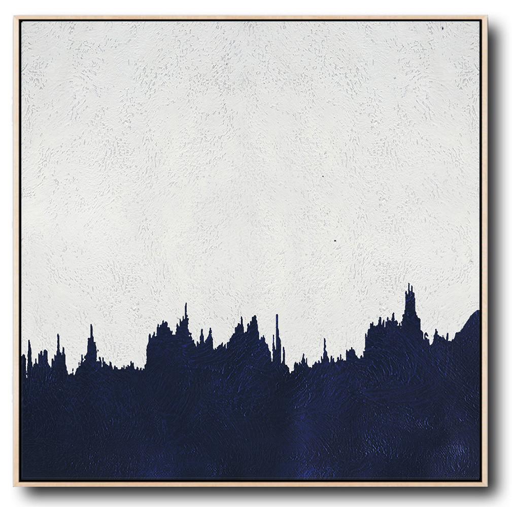 Navy Blue Minimalist Painting #NV189A - Click Image to Close